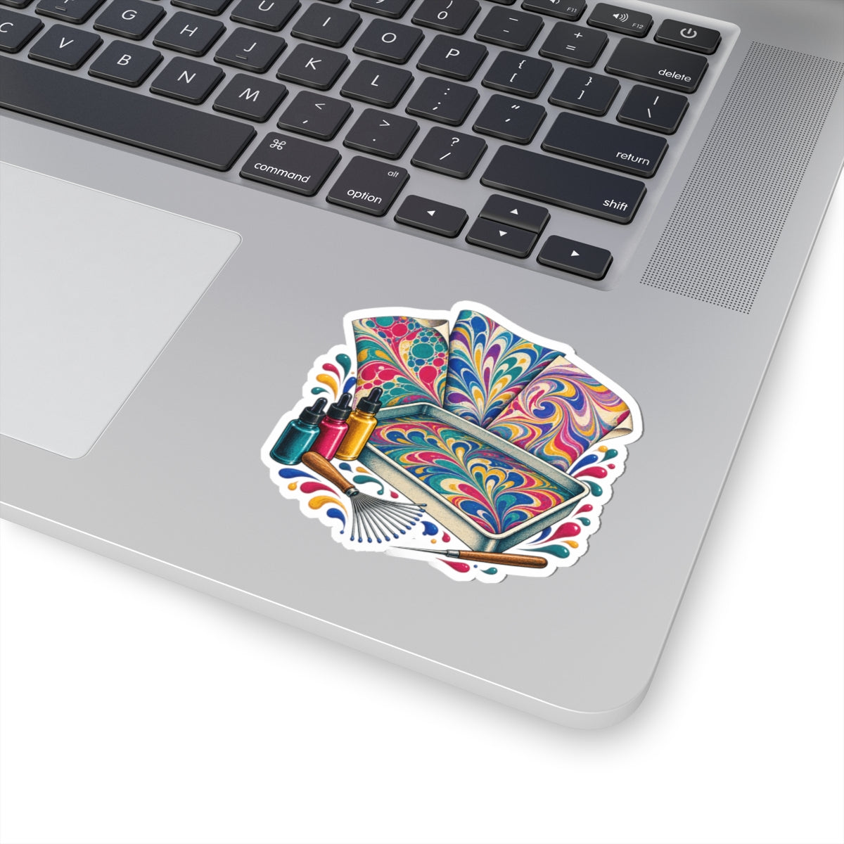 Colorful Paper Marbling Workshop Sticker