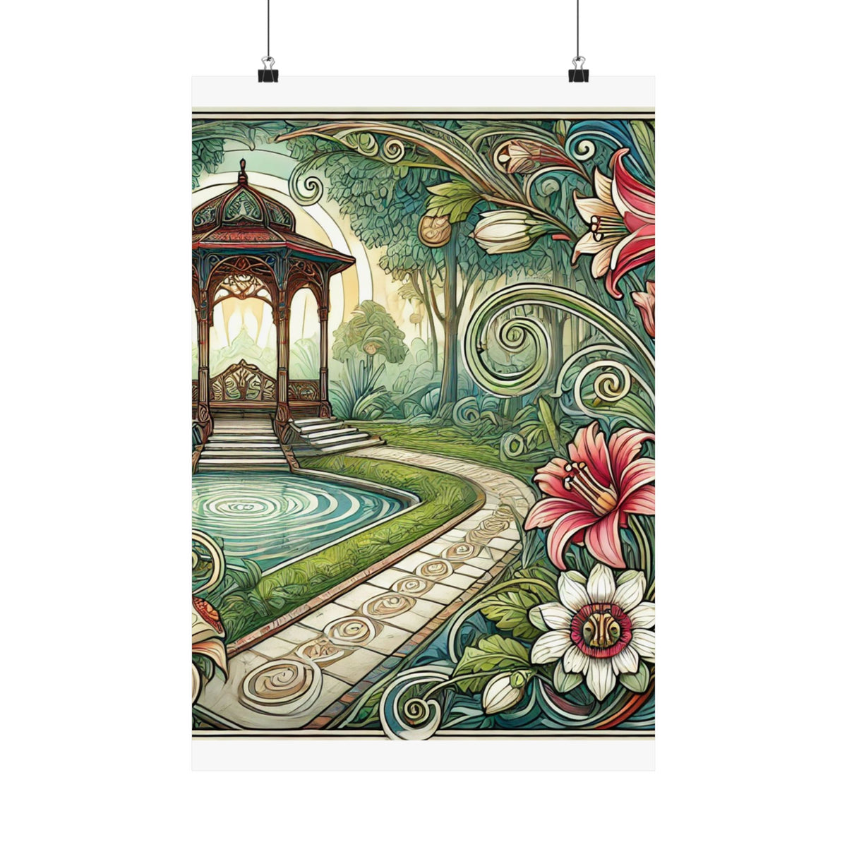 Botanical Gazebo Garden Art Nouveau Wall Art Poster