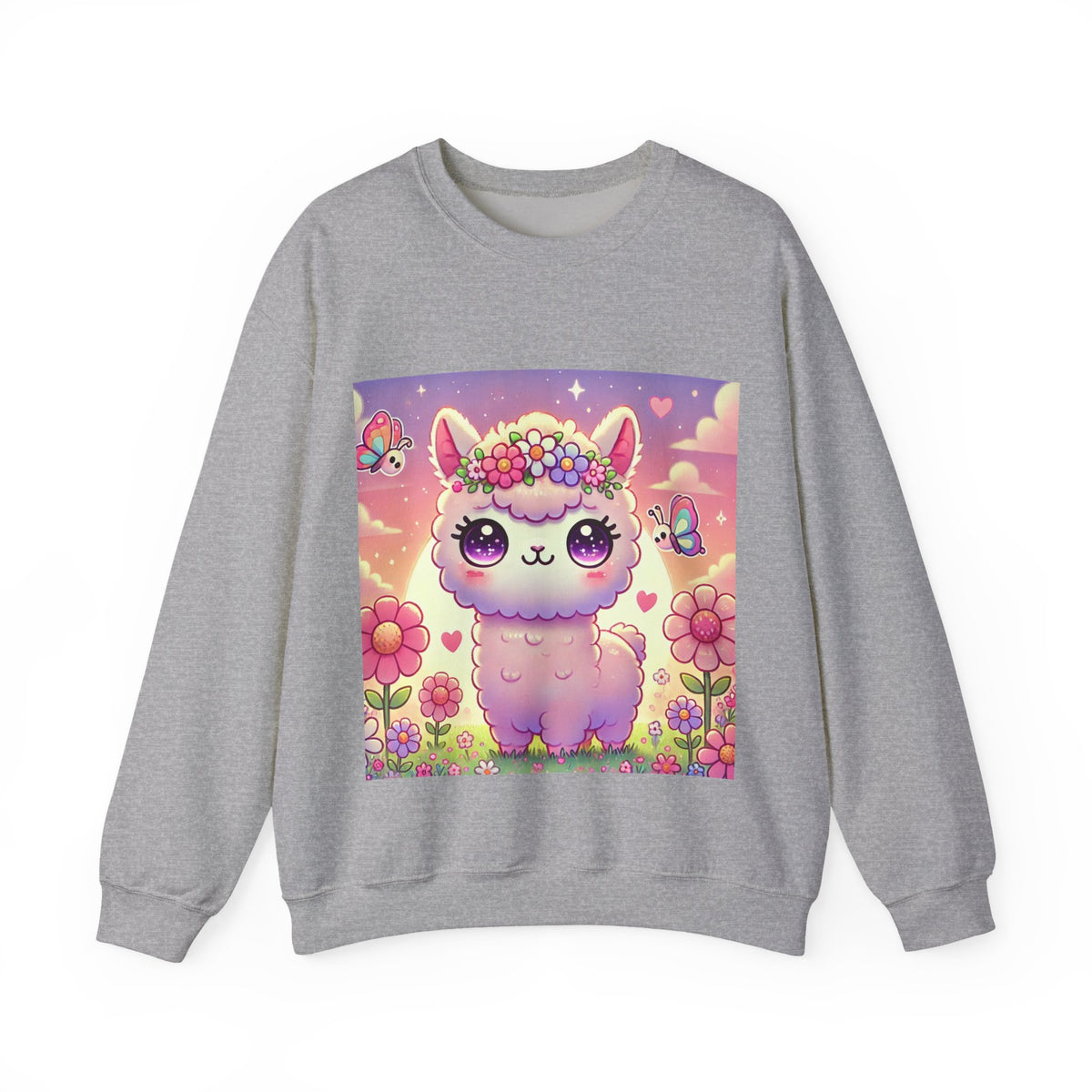 Pastel Floral Alpaca Garden Kawaii Sweatshirt