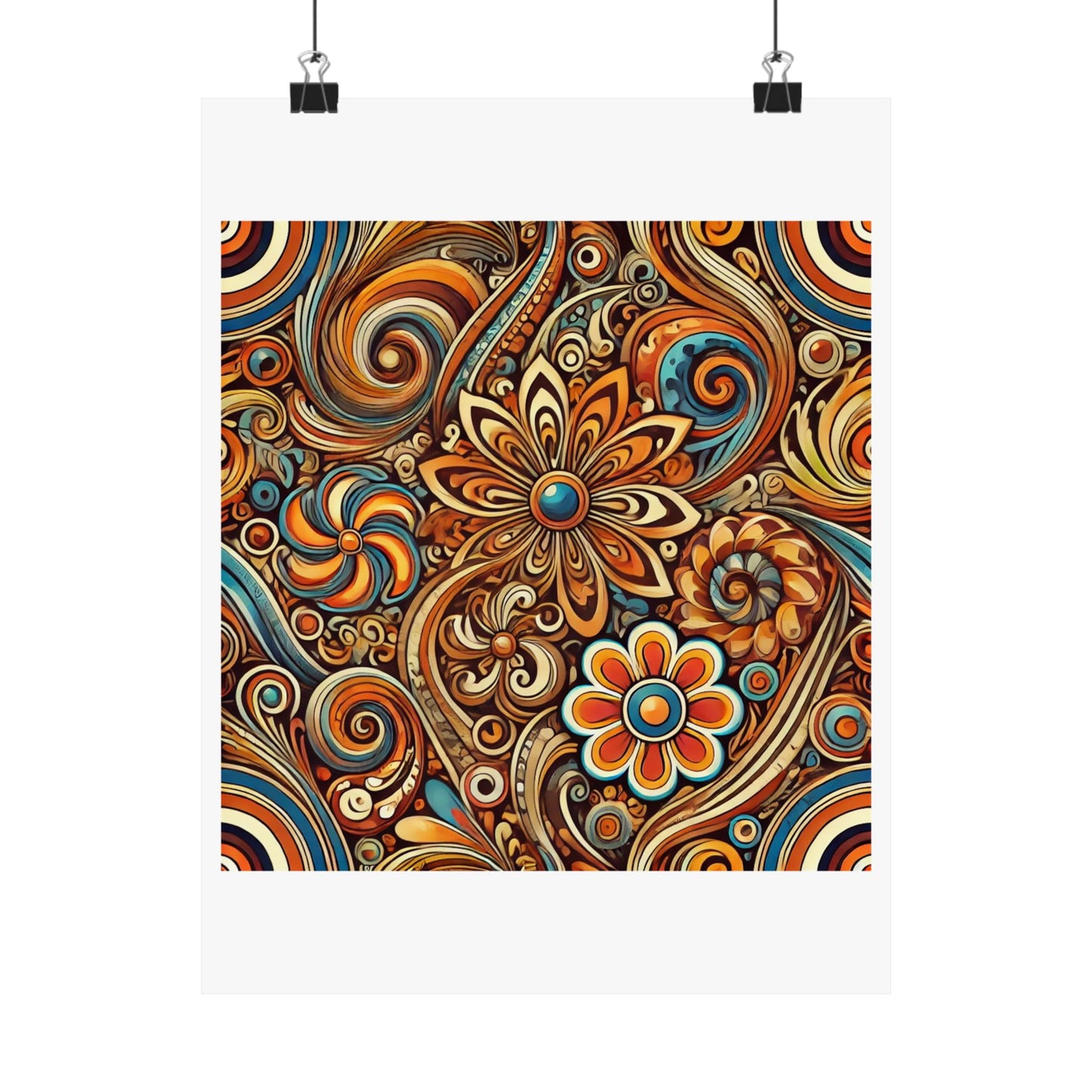 Ornate Abstract Floral Paisley Pattern Poster