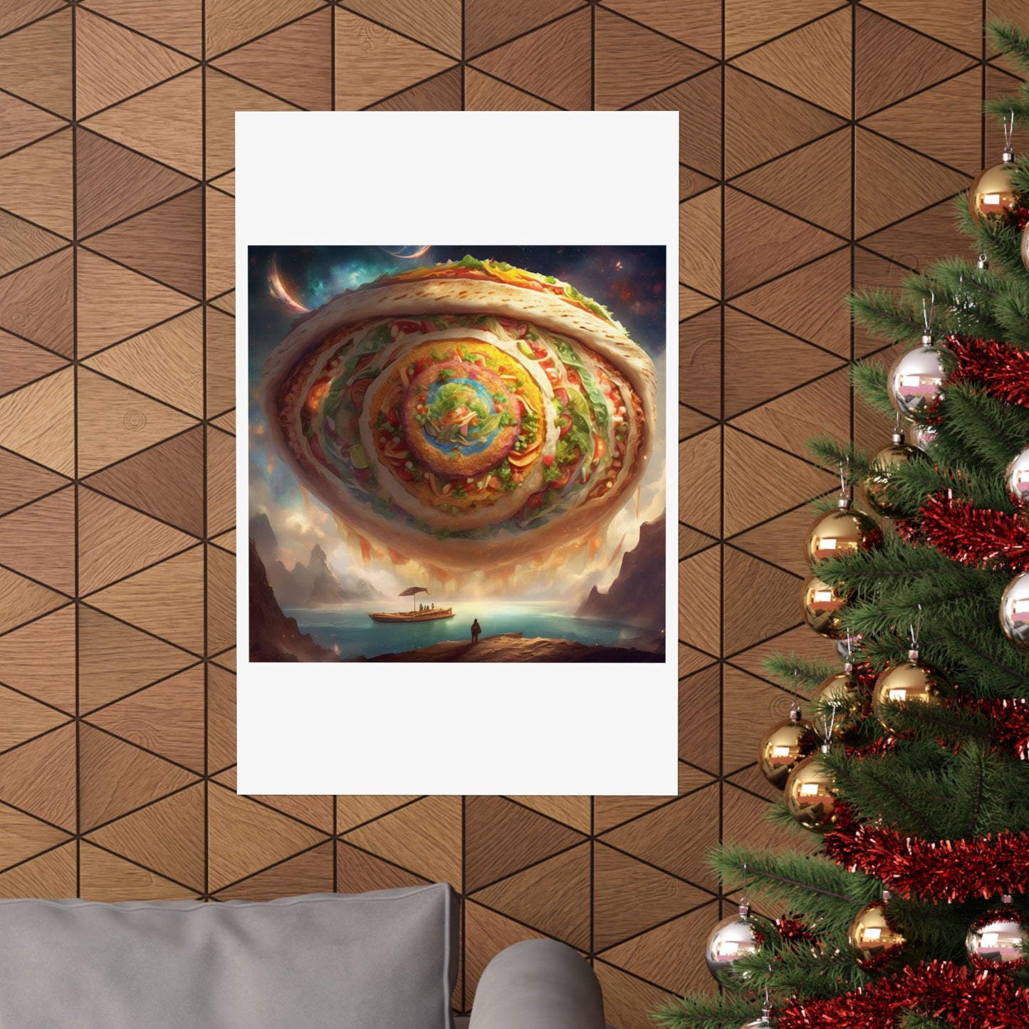 Cosmic Taco Portal Surreal Food Fantasy Art Poster
