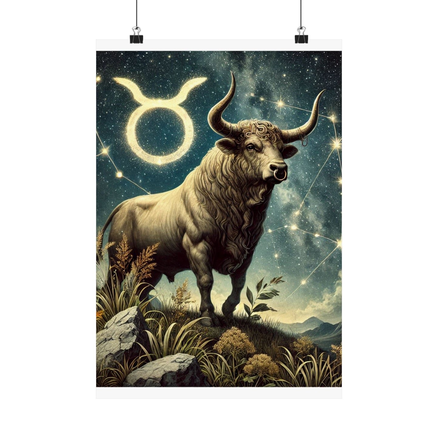 Taurus Bull Constellation Celestial Wall Art Poster