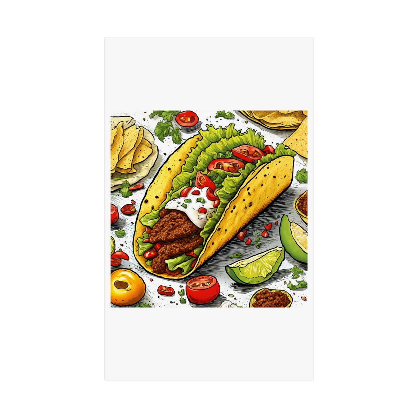 Bold Taco Illustration Foodie Gift Art Poster