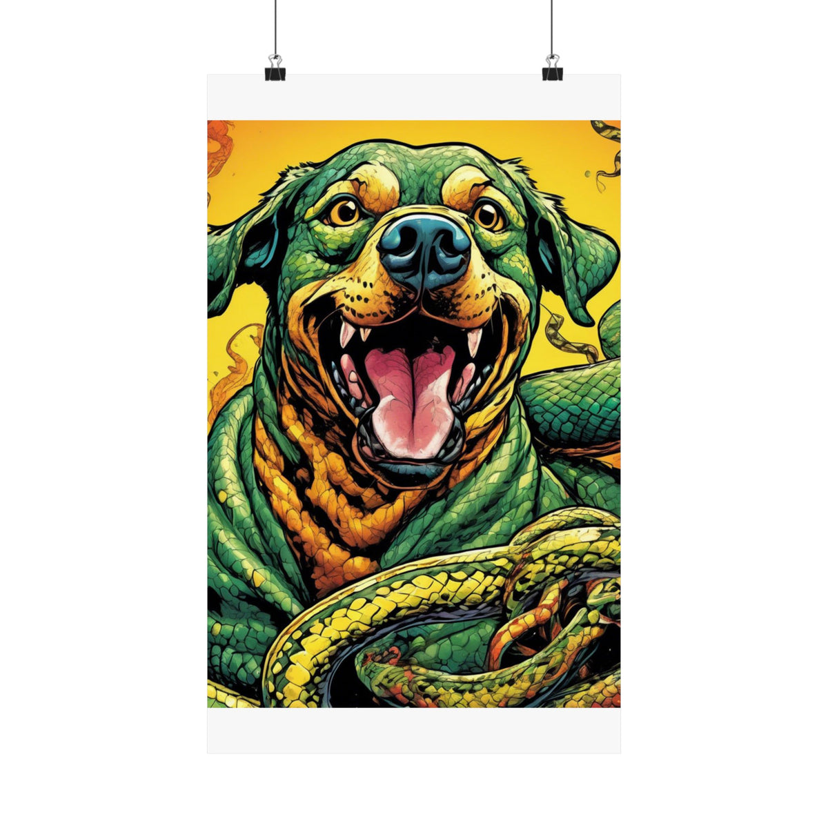 Surreal Serpent Hound Dark Fantasy Wall Art Poster