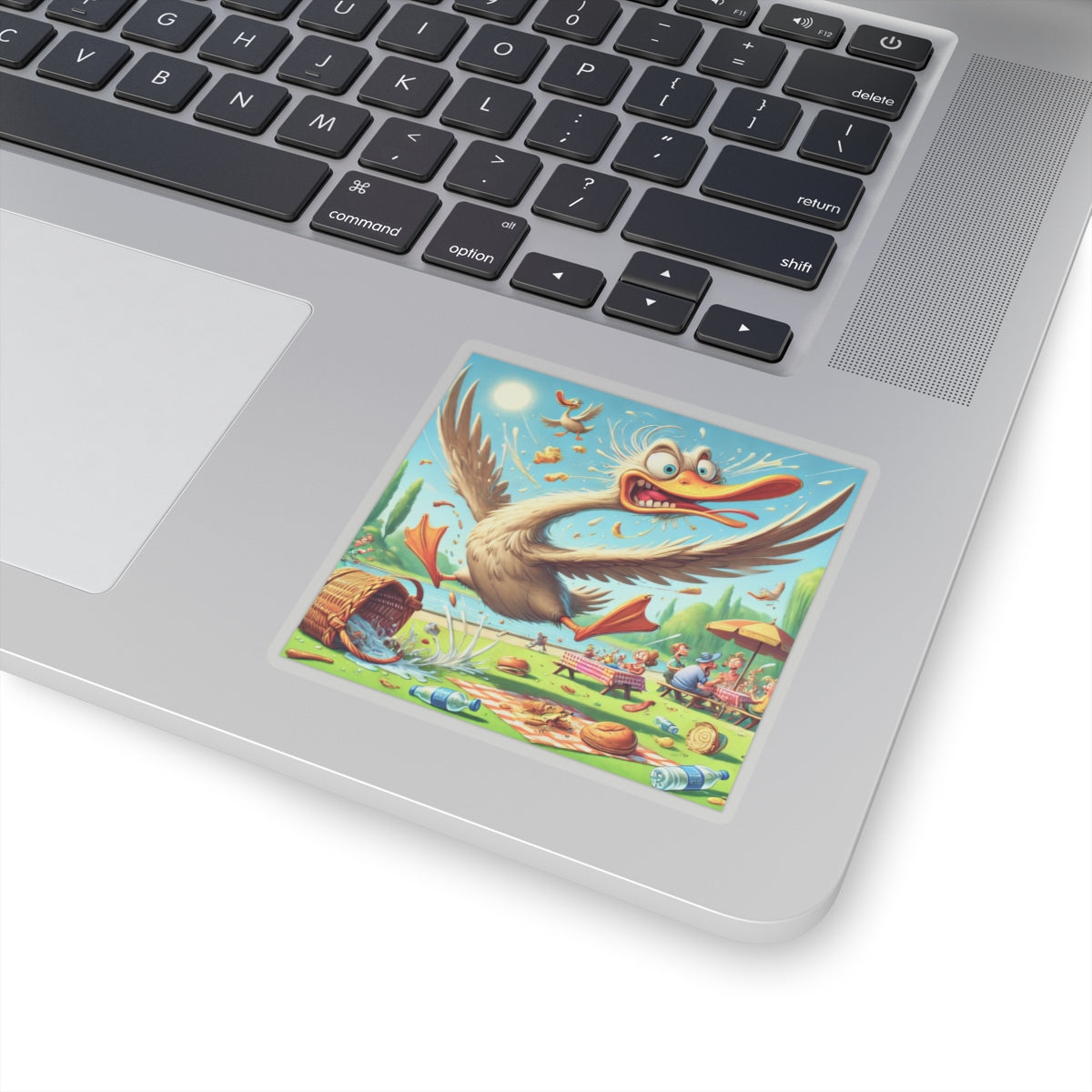 Chaotic Picnic Duck Funny Summer Adventure Sticker