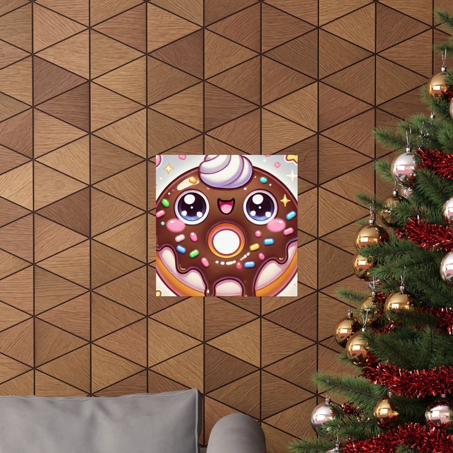 Kawaii Chocolate Donut Cute Dessert Art Poster
