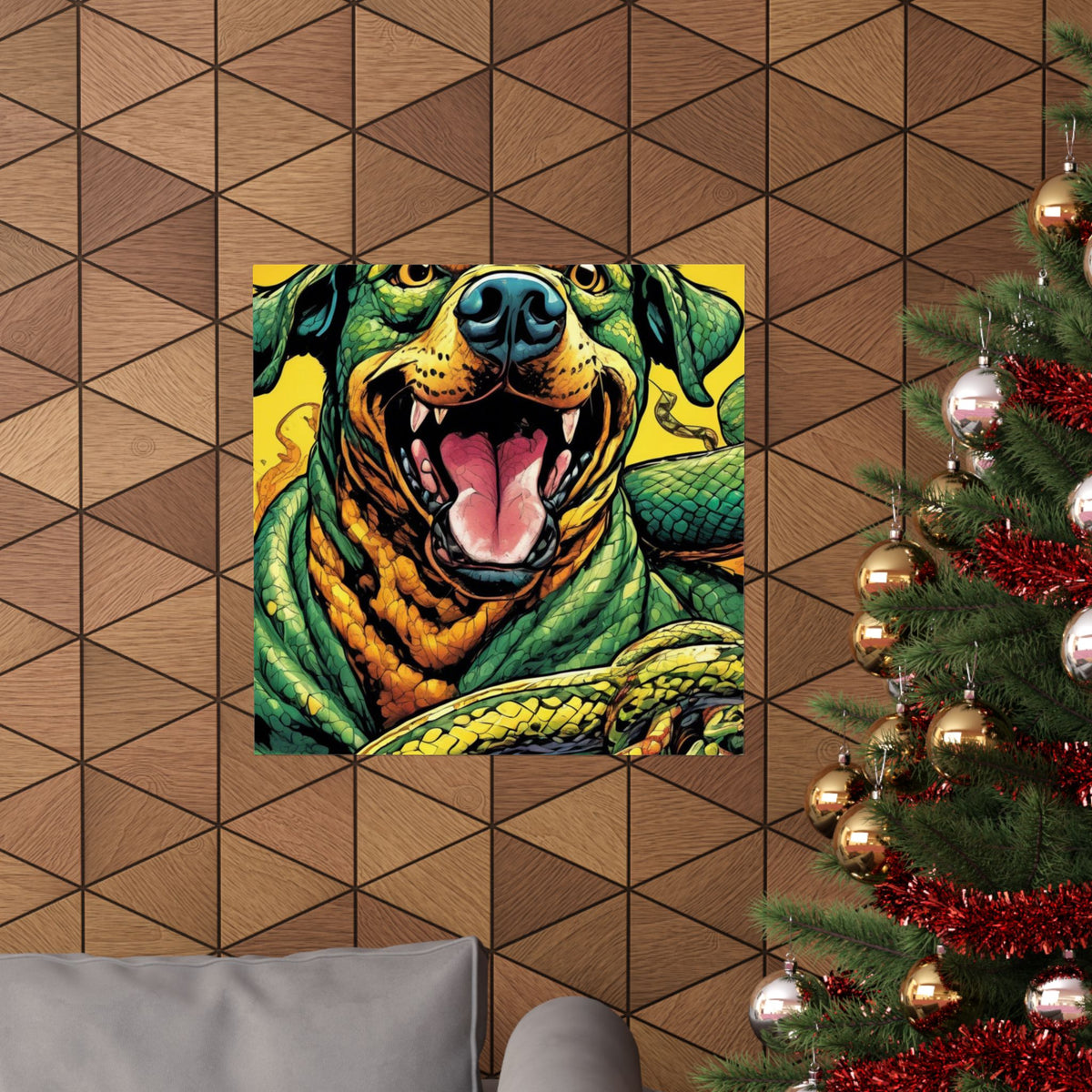 Surreal Serpent Hound Dark Fantasy Wall Art Poster