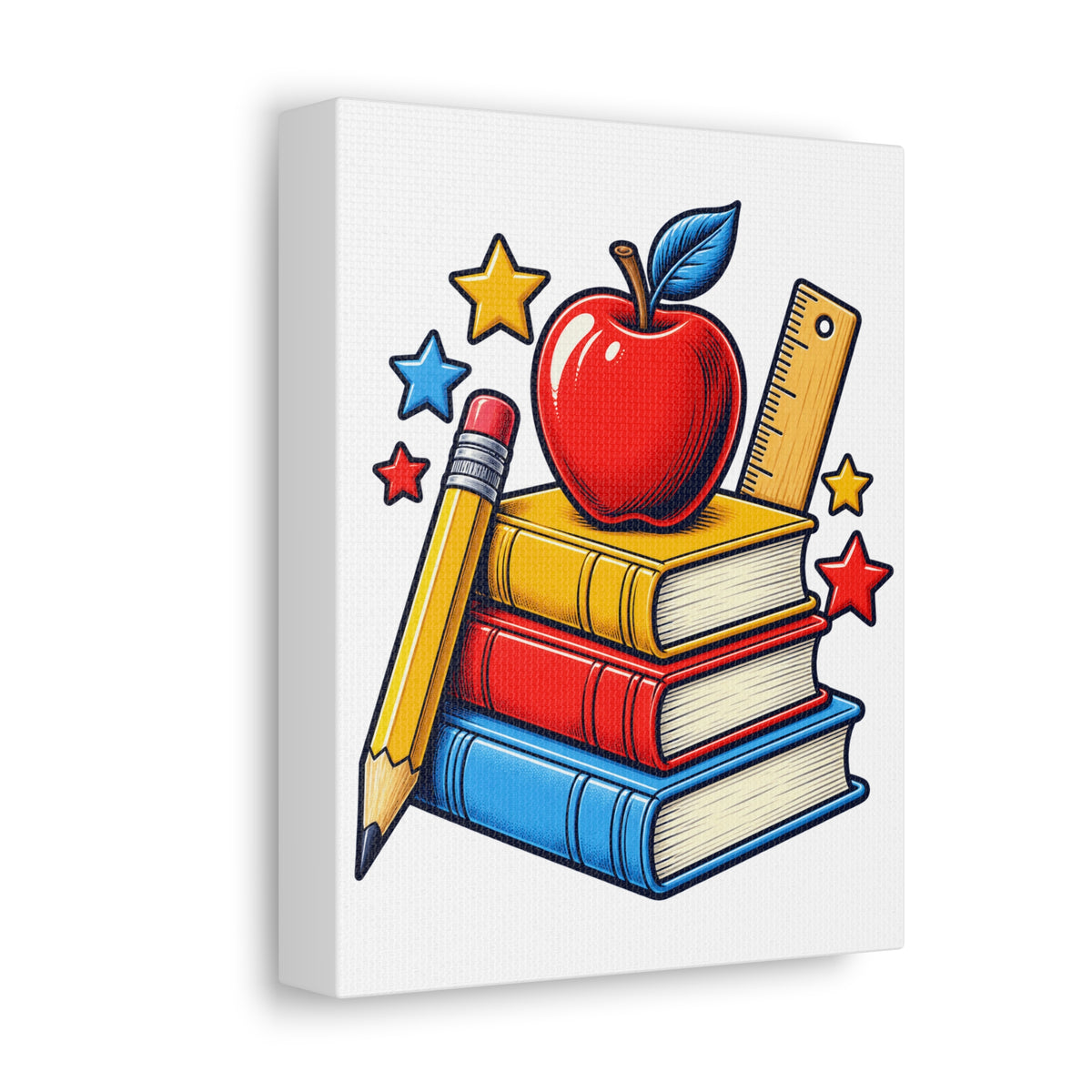 Retro School Books Apple Teacher Appreciation Canvas Art