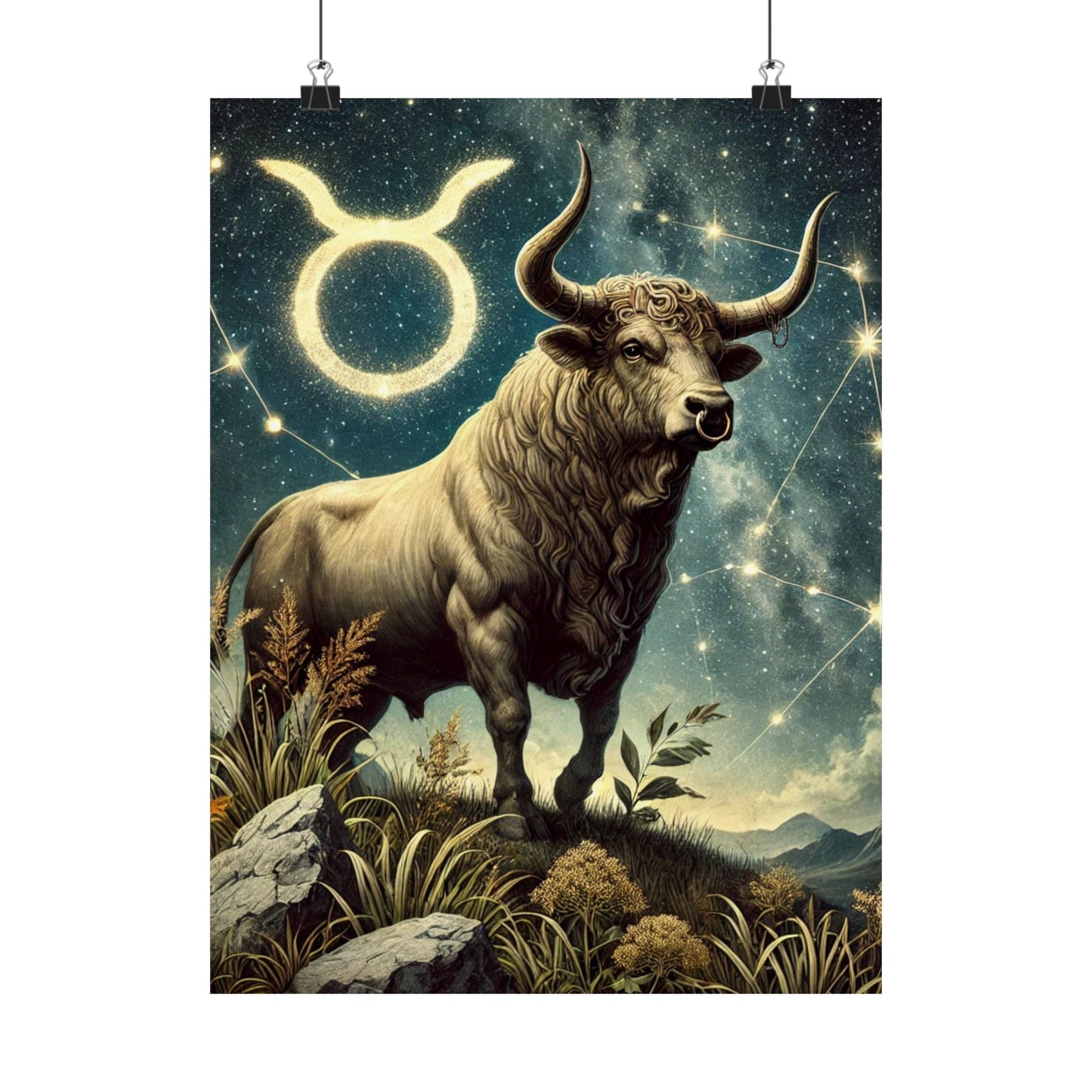 Taurus Bull Constellation Celestial Wall Art Poster
