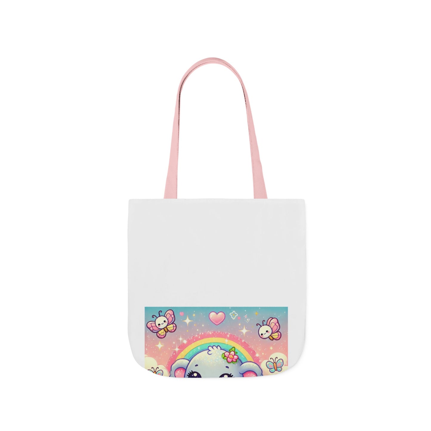 Pastel Rainbow Baby Elephant Floral Canvas Tote Bag
