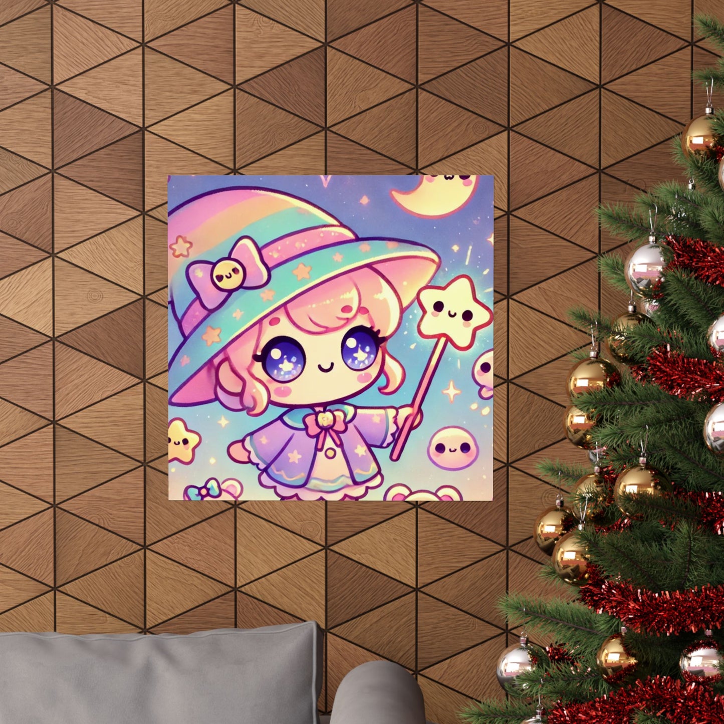 Kawaii Moon Wand Pastel Fantasy Wall Art Poster
