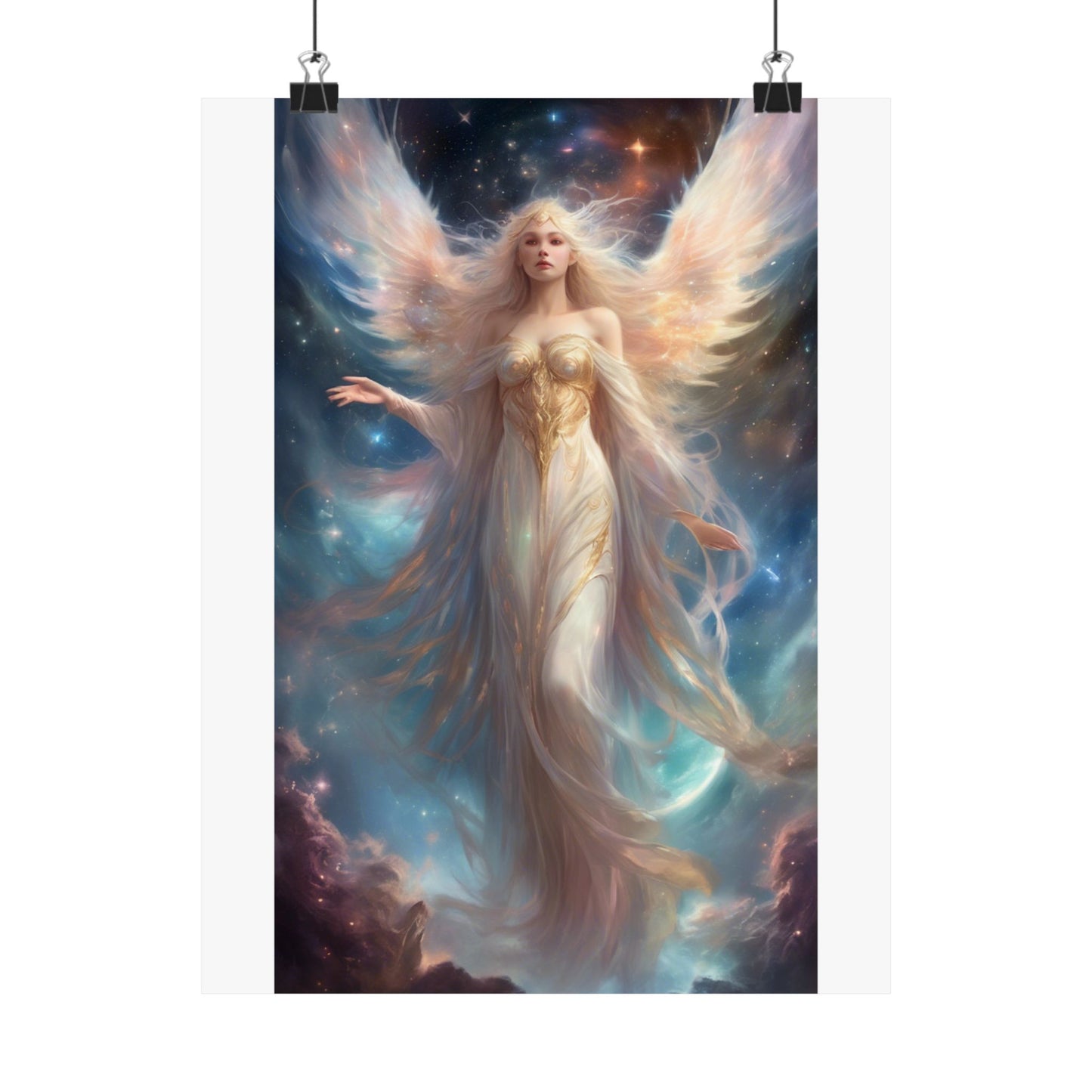 Celestial Winged Heroine Fantasy Portrait Poster