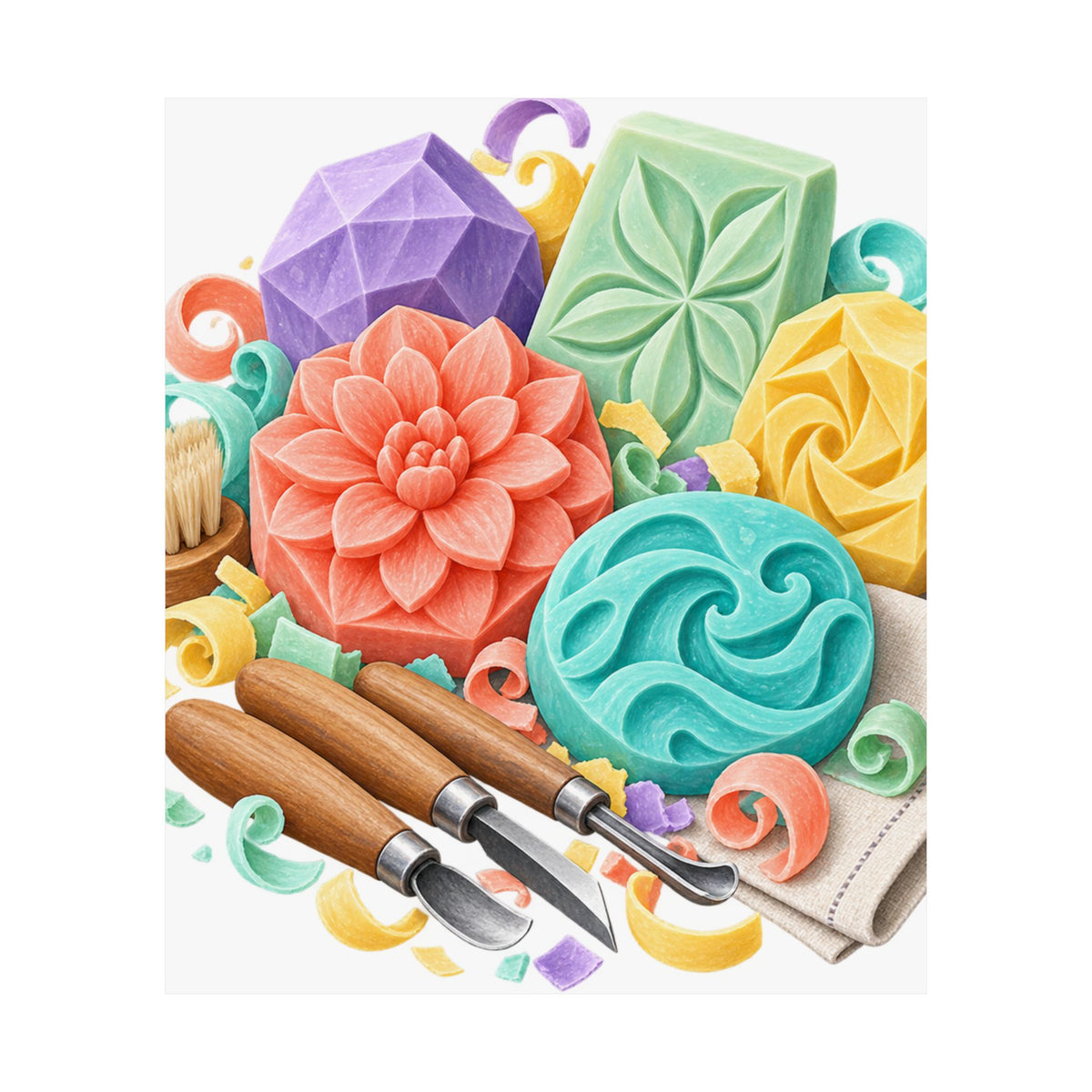 Colorful Soap Carving Workshop Poster