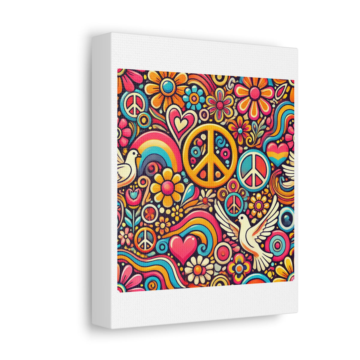 Colorful Peace Floral Pattern Canvas Wall Art