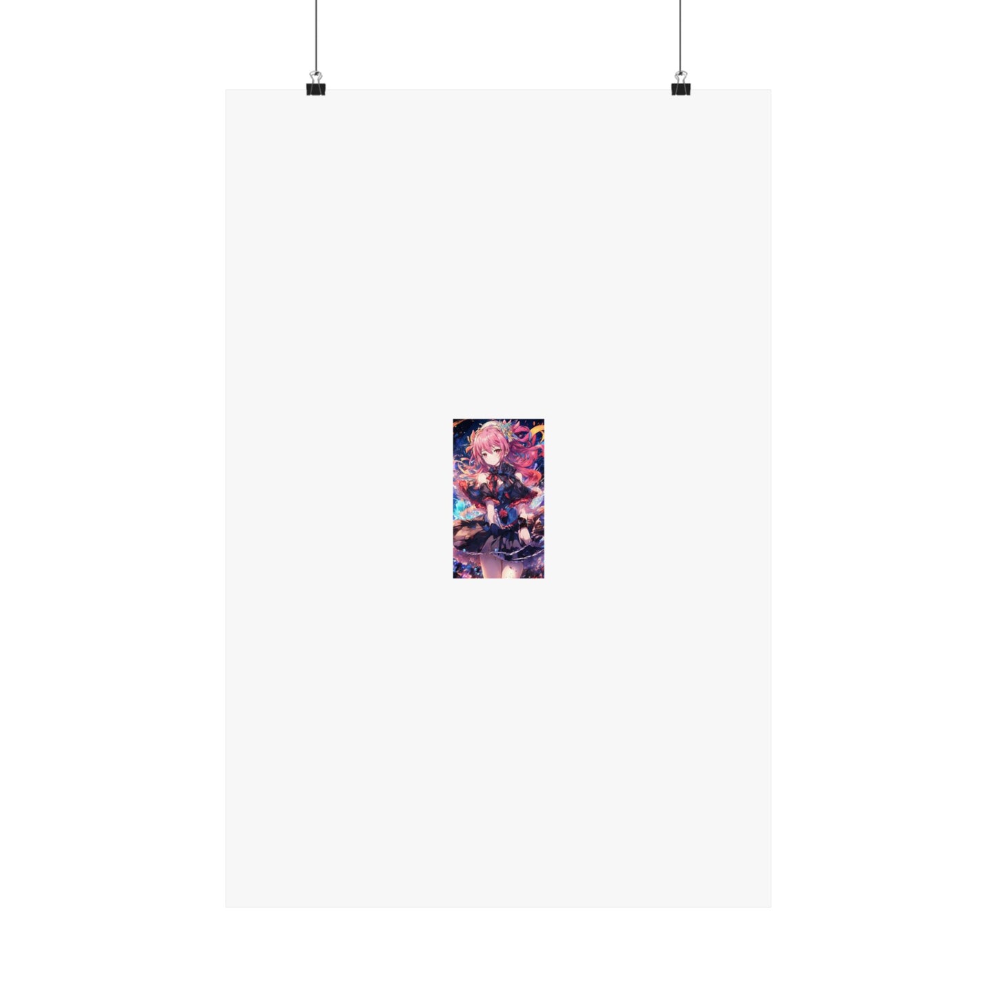 Pink Haired Fantasy Heroine Anime Portrait Poster Art
