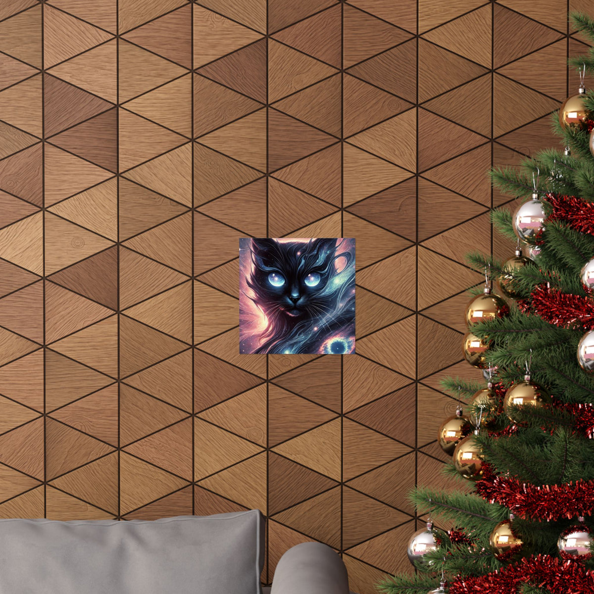 Cosmic Black Cat Galaxy Celestial Wall Art Poster