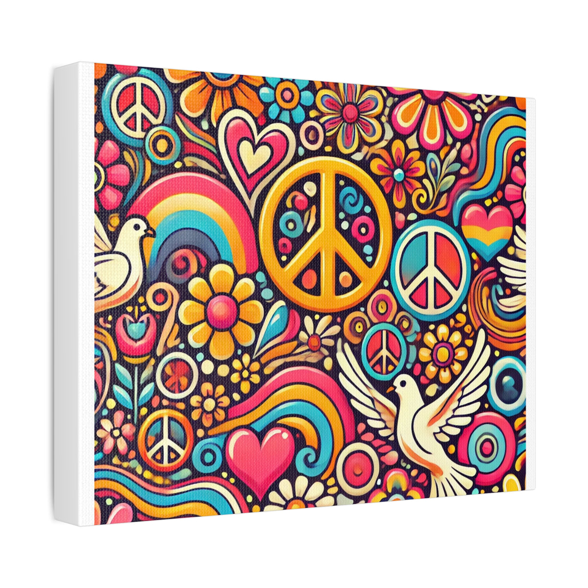 Colorful Peace Floral Pattern Canvas Wall Art