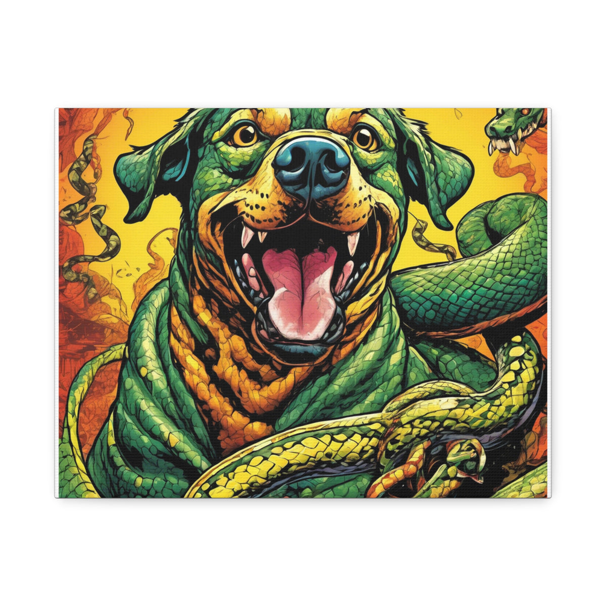 Surreal Serpent Hound Dark Fantasy Canvas Wall Art