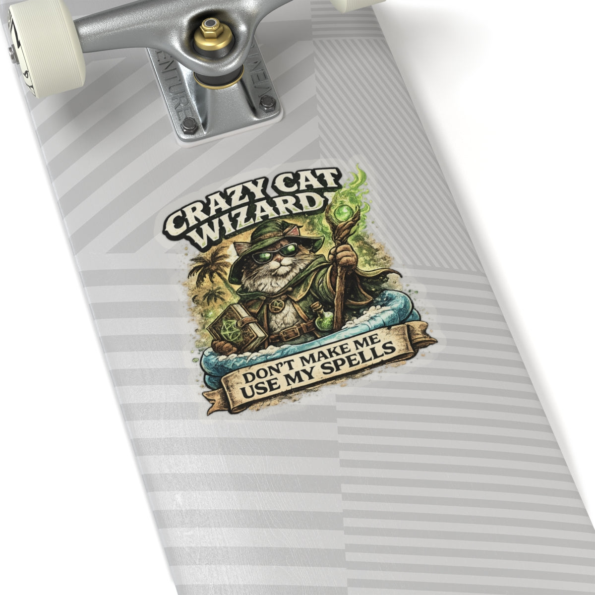 Crazy Cat Wizard Funny Fantasy Magic Sticker