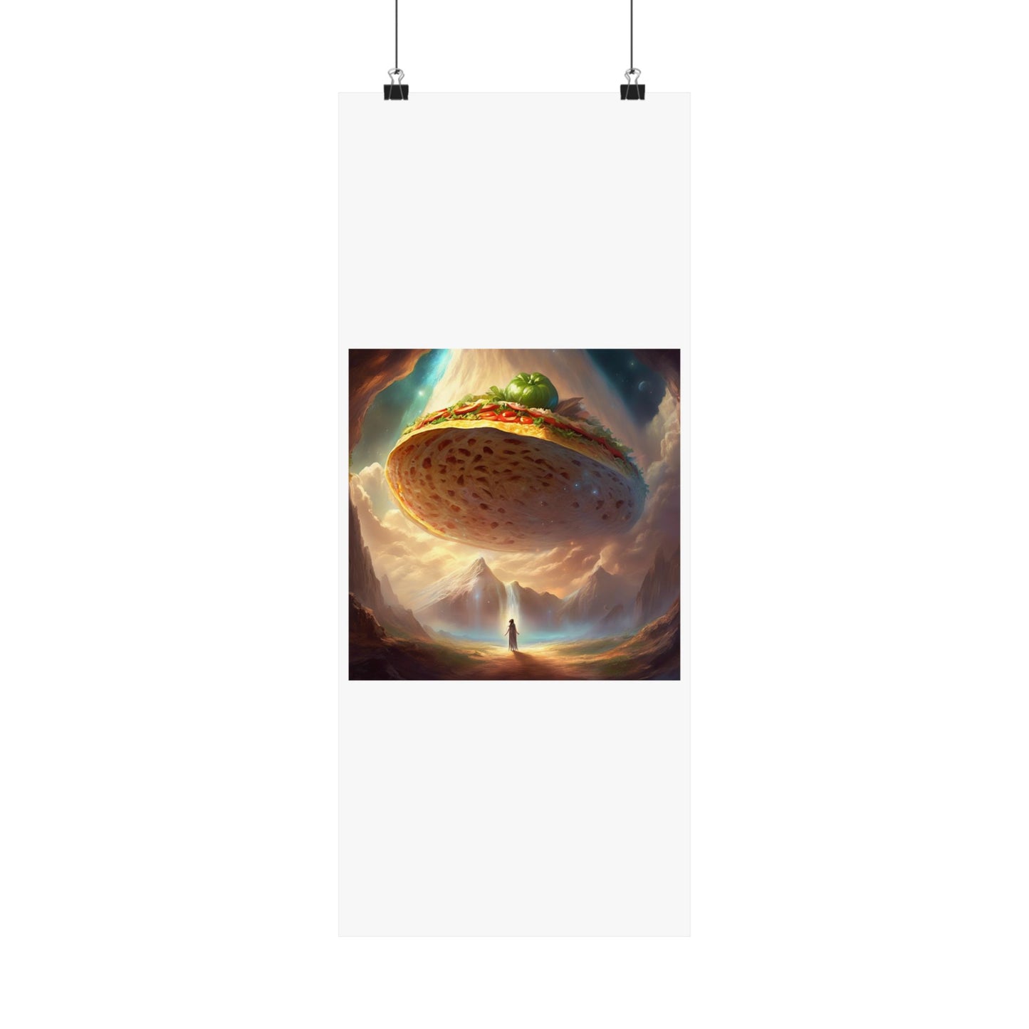 Cosmic Taco UFO Surreal Food Fantasy Art Poster