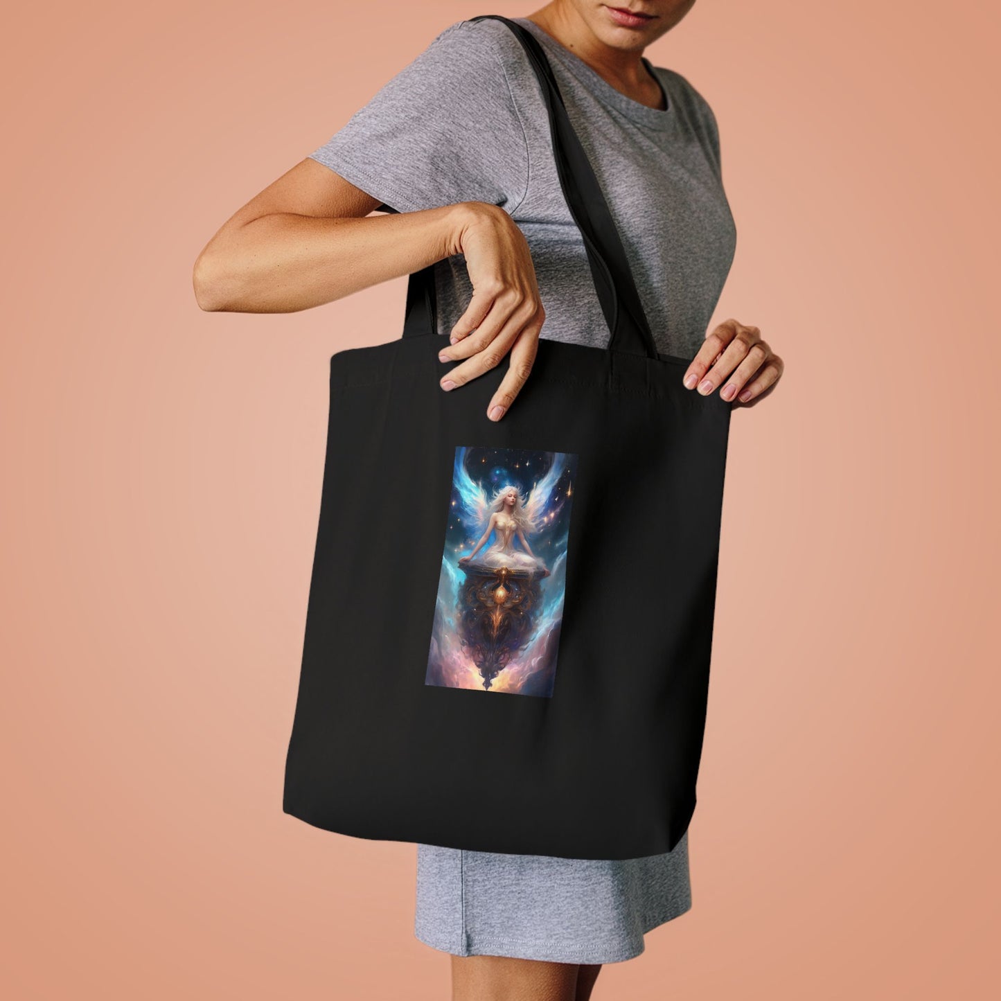 Celestial Winged Meditation Fantasy Portrait Tote Bag