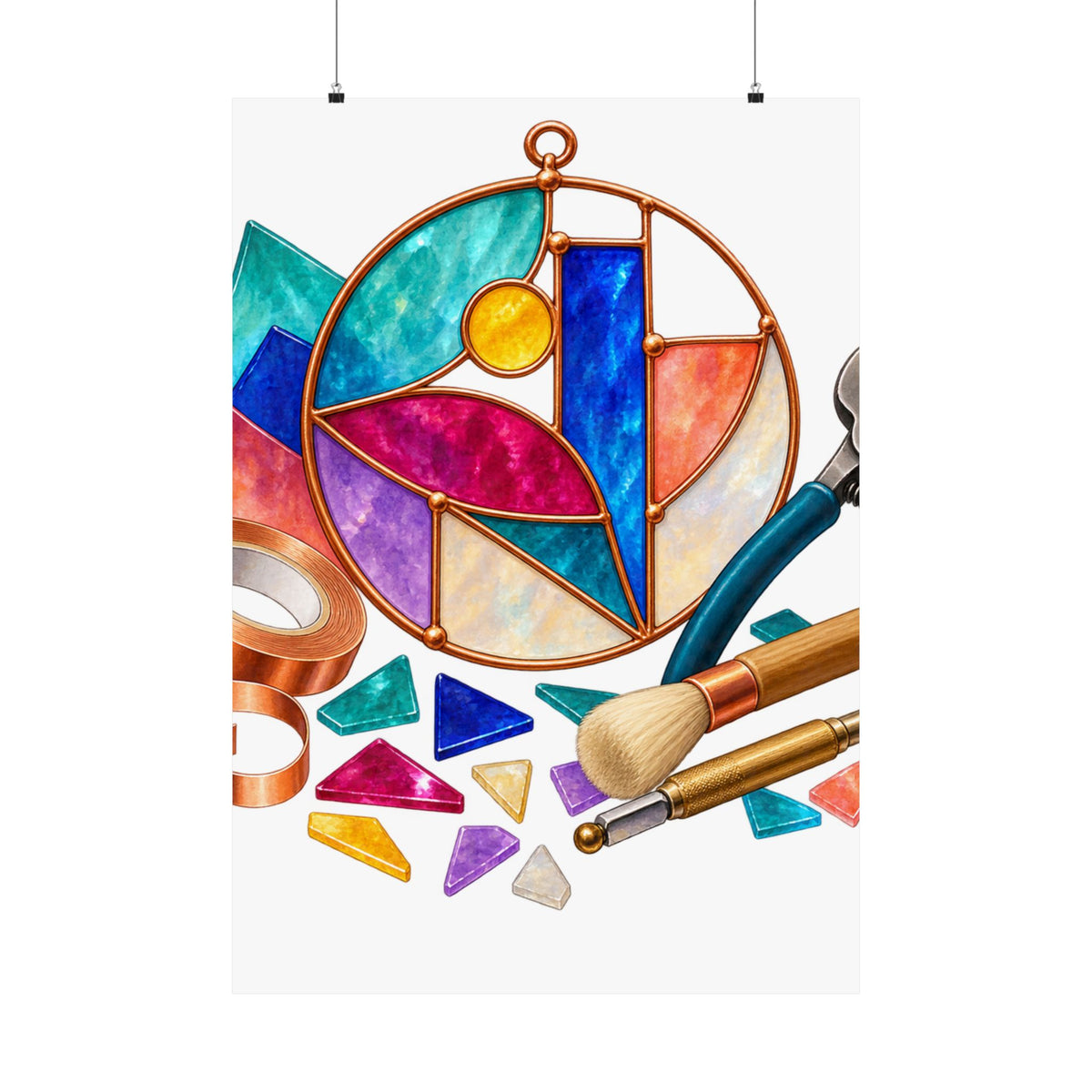 Abstract Stained Glass Suncatcher Workshop Poster