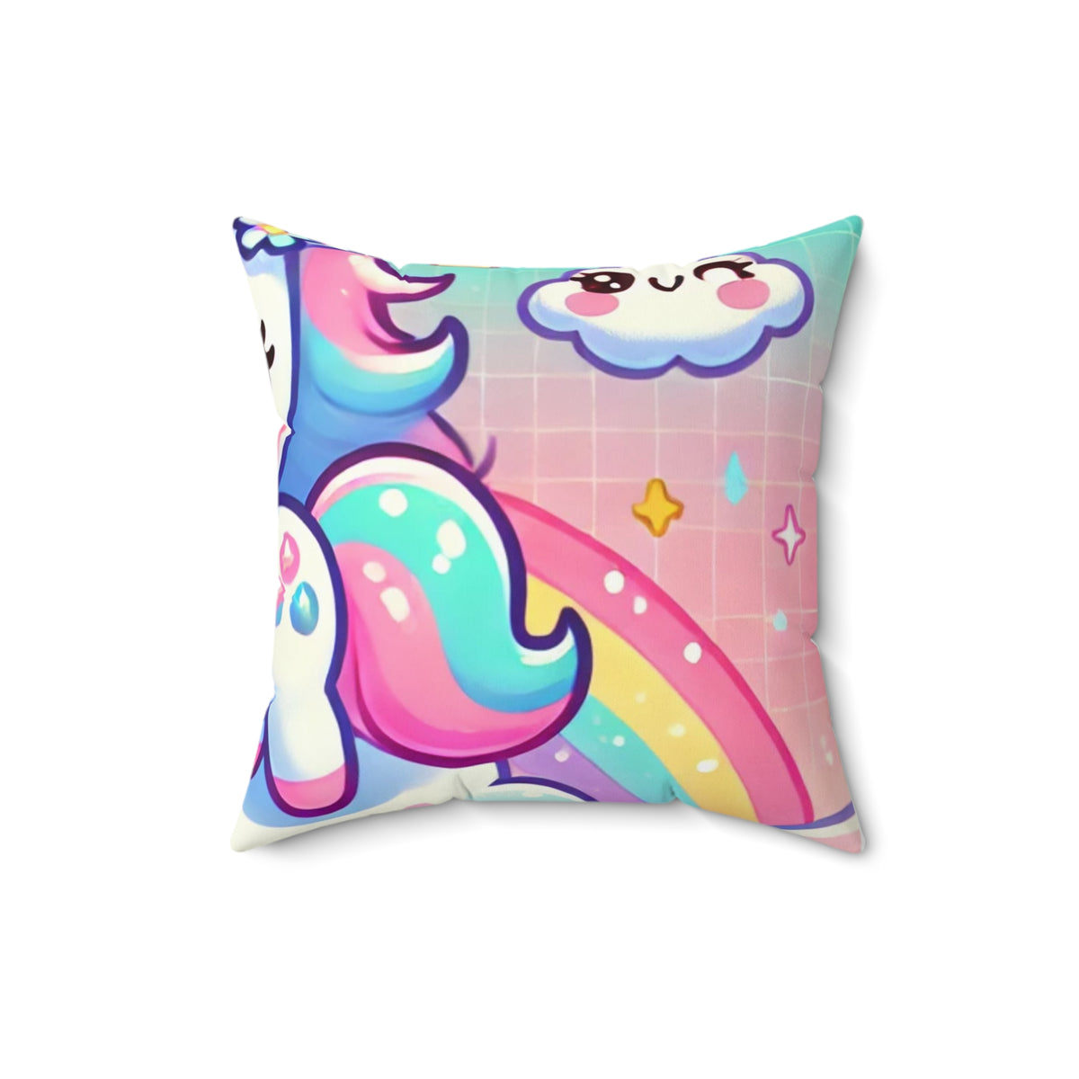 Pastel Rainbow Unicorn Cloud Kawaii Decorative Pillow
