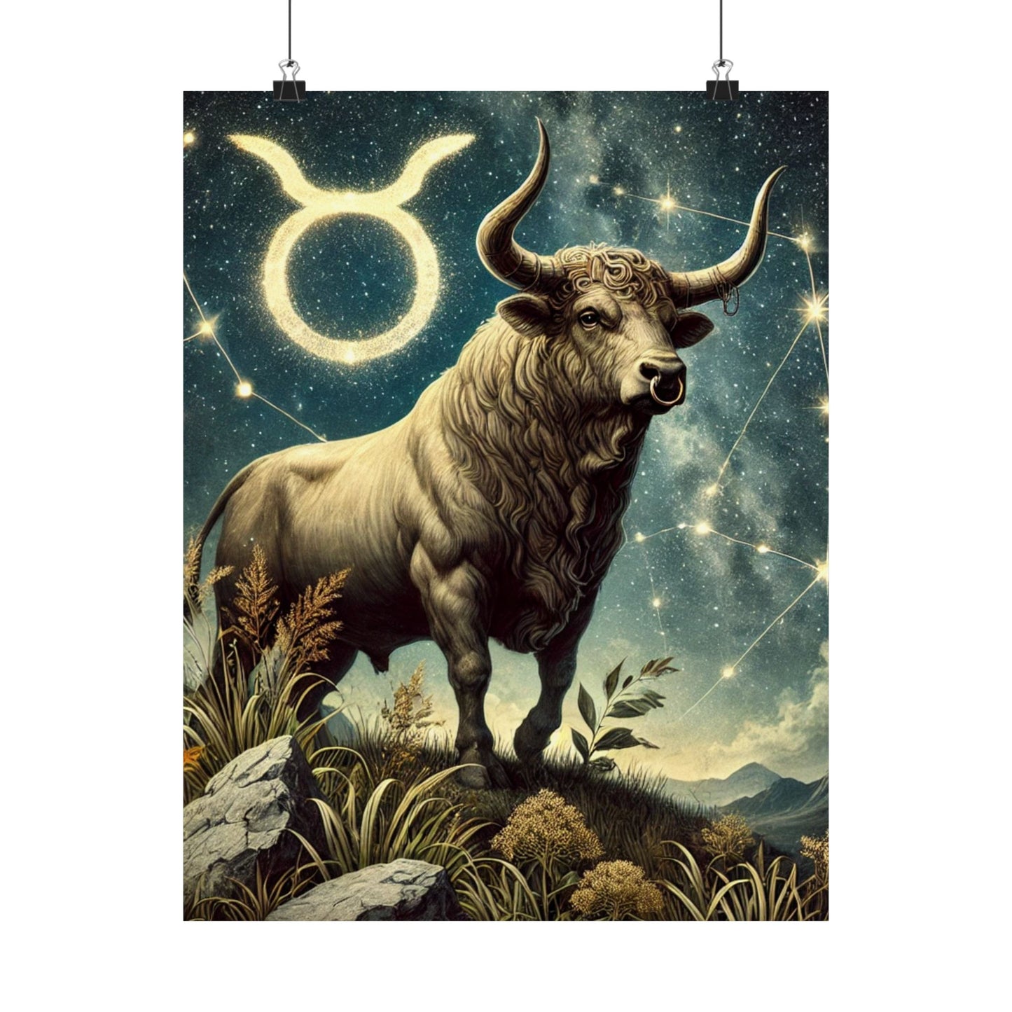 Taurus Bull Constellation Celestial Wall Art Poster