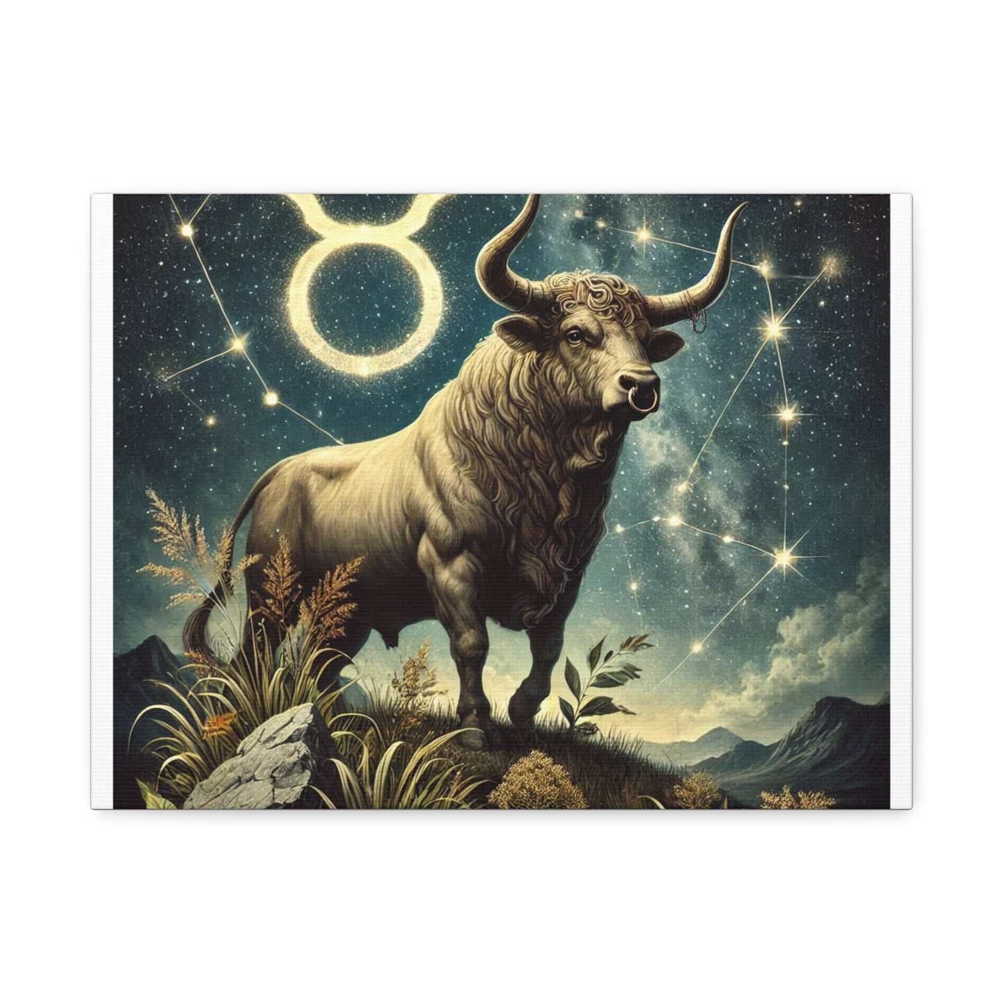 Taurus Bull Constellation Celestial Canvas Wall Art