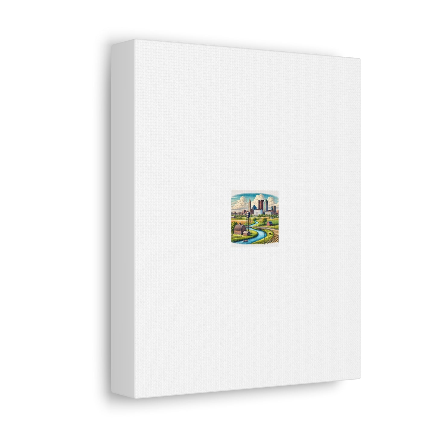 Rural River City Skyline Hometown Landscape Canvas Wall Art