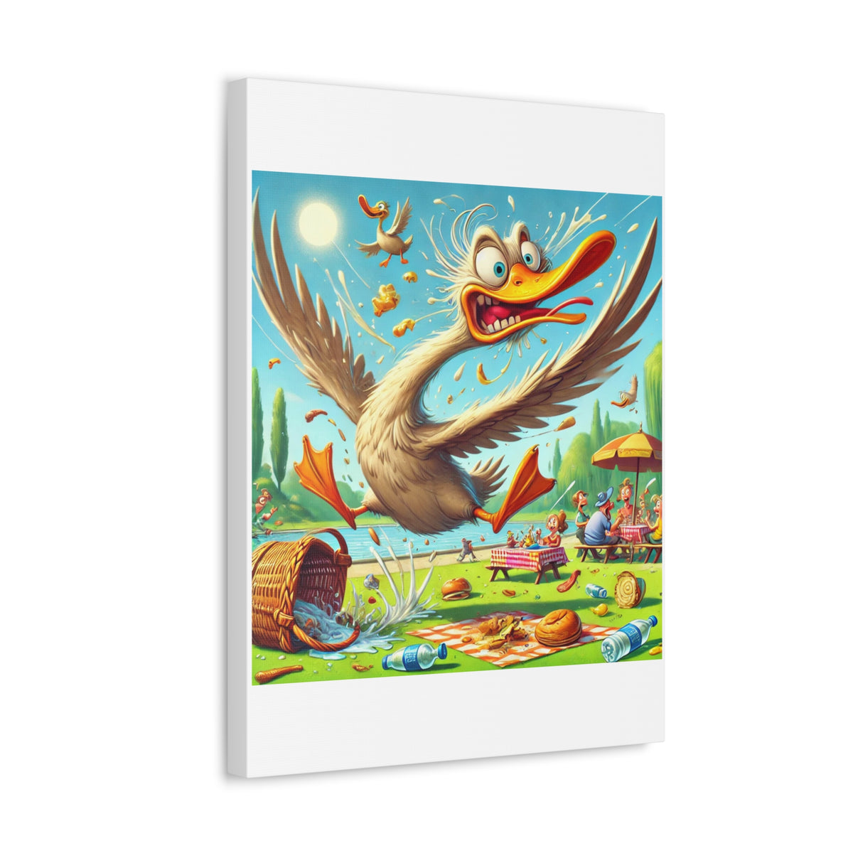 Chaotic Picnic Duck Funny Summer Canvas Wall Art