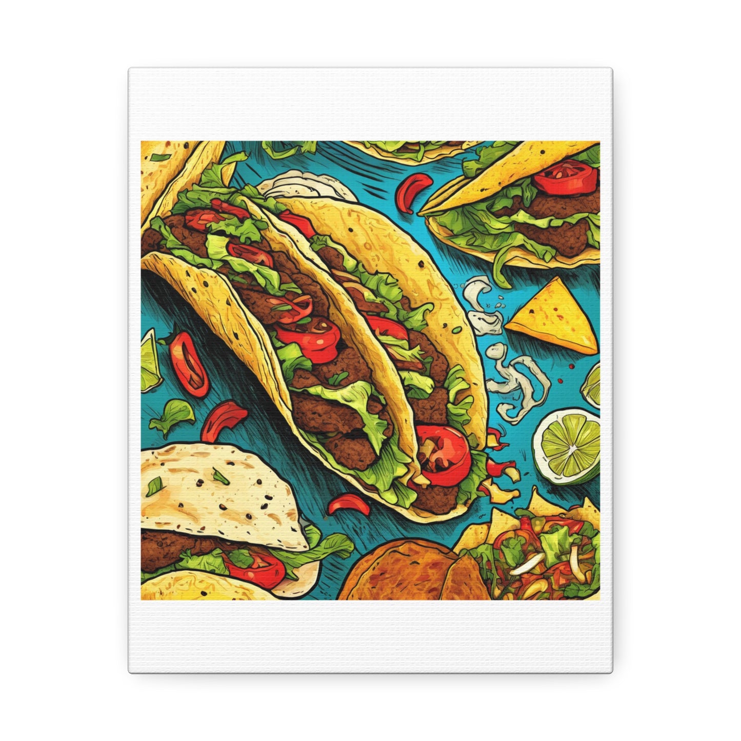 Taco Party Pattern Foodie Gift Art Canvas