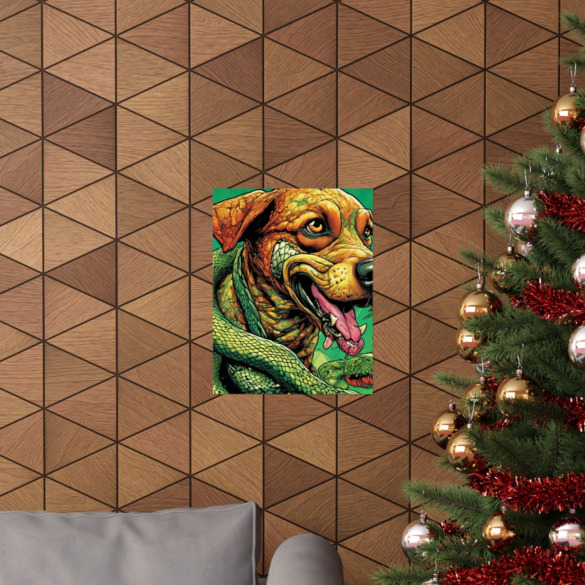 Serpent Guardian Dog Bold Fantasy Creature Art Poster