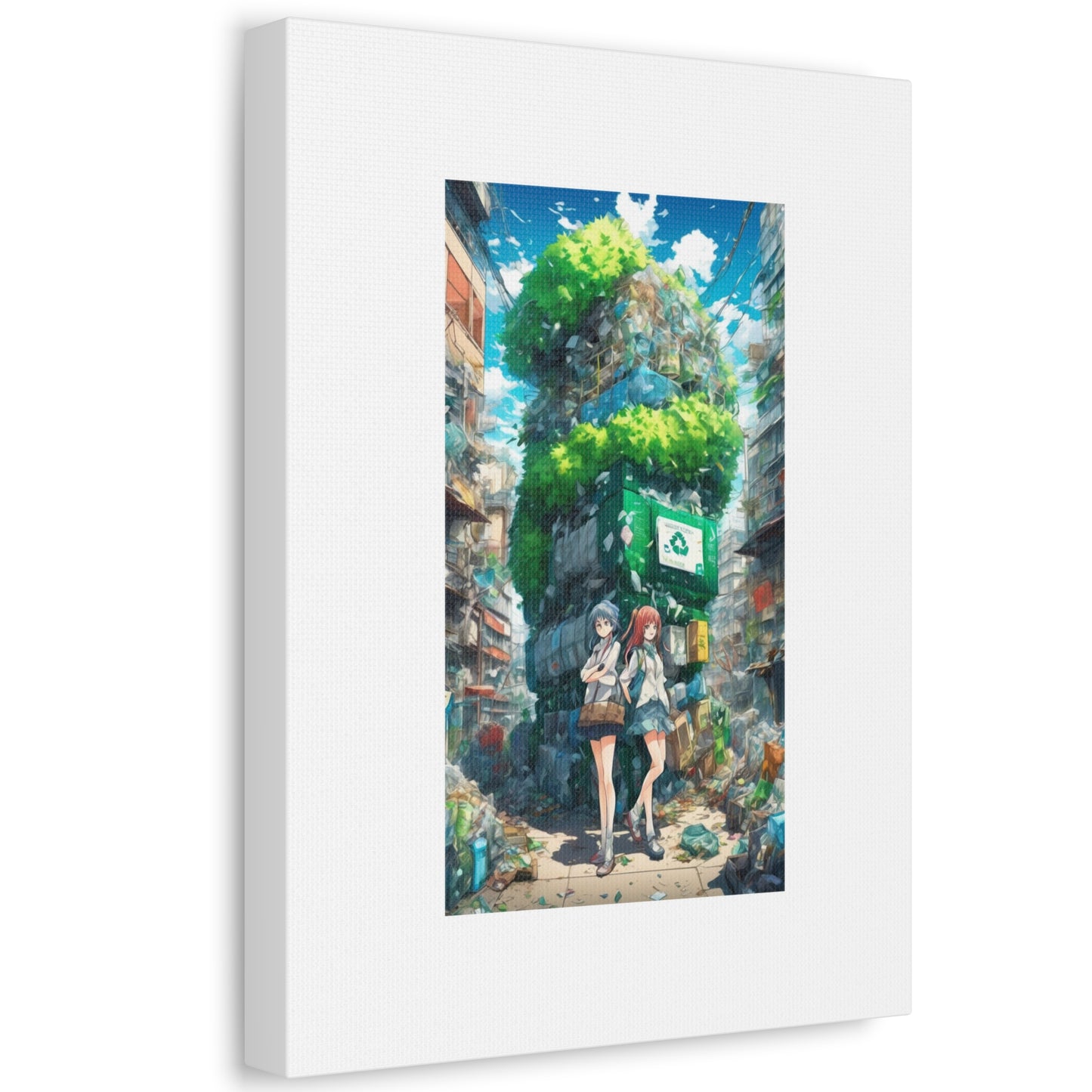 Urban Recycling Anime Friends Eco City Canvas Print