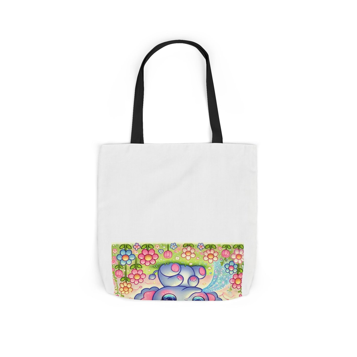 Pastel Rainbow Baby Elephant Floral Canvas Tote Bag