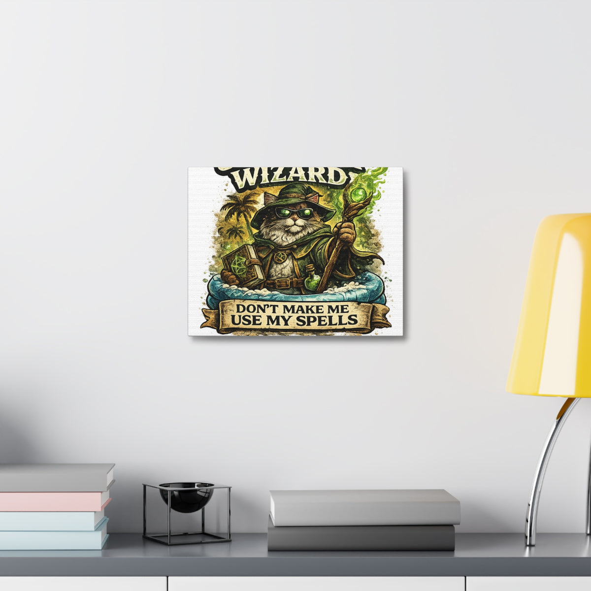 Crazy Cat Wizard Funny Fantasy Magic Canvas Art