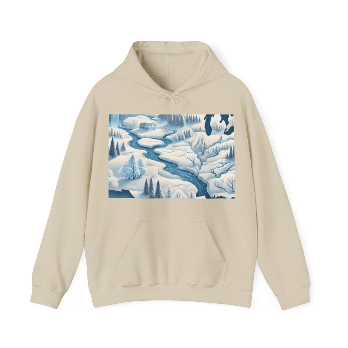 Winter USA Dreamscape Snowy Map Travel Hoodie Geography Gift