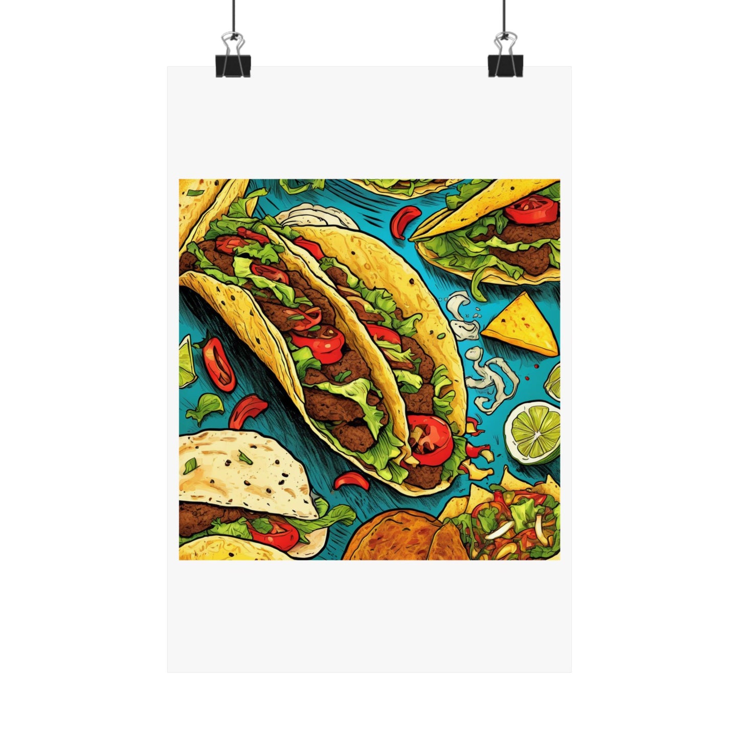 Taco Party Pattern Foodie Gift Art Poster
