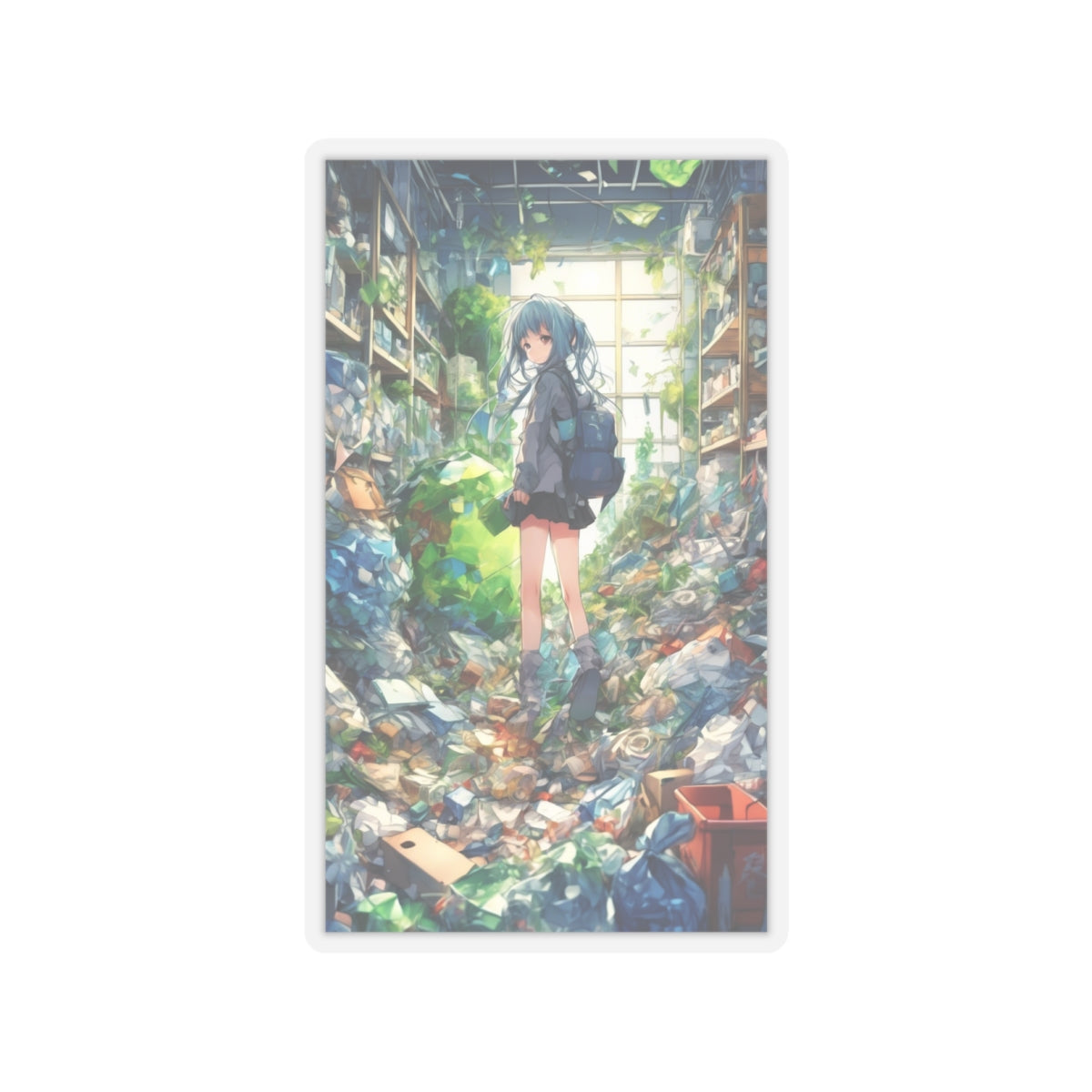 Green Recycling Alley Anime Girl Green City Sticker