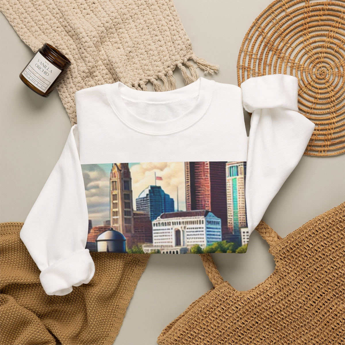 Rural River City Skyline Hometown Landscape Sweatshirt