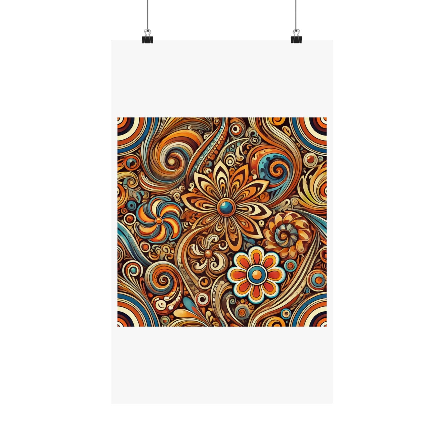 Ornate Abstract Floral Paisley Pattern Poster