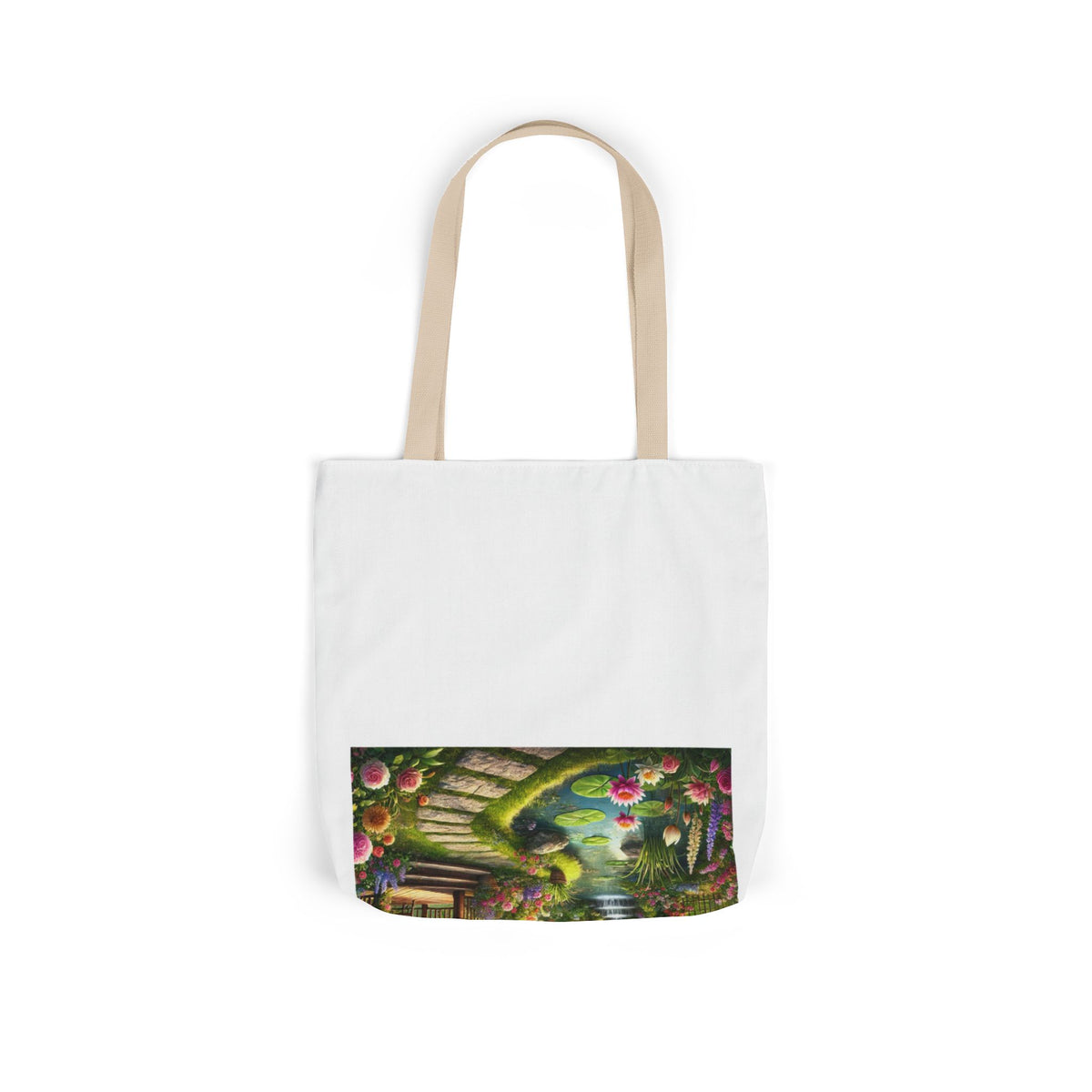 Sunlit Rose Gazebo Cottage Garden Canvas Tote Bag