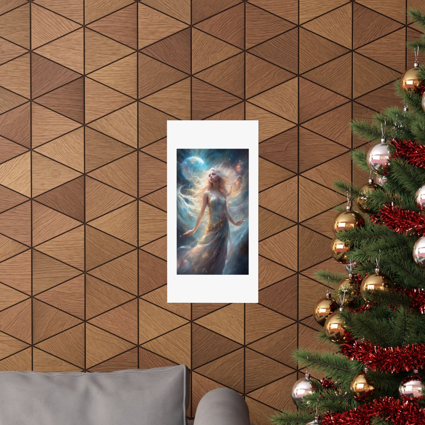 Moonlit Celestial Maiden Fantasy Portrait Poster