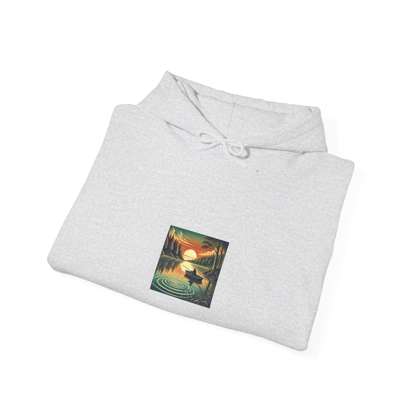 Sunset Lake Fishing Retreat Outdoors Graphic Hoodie for Anglers Gift