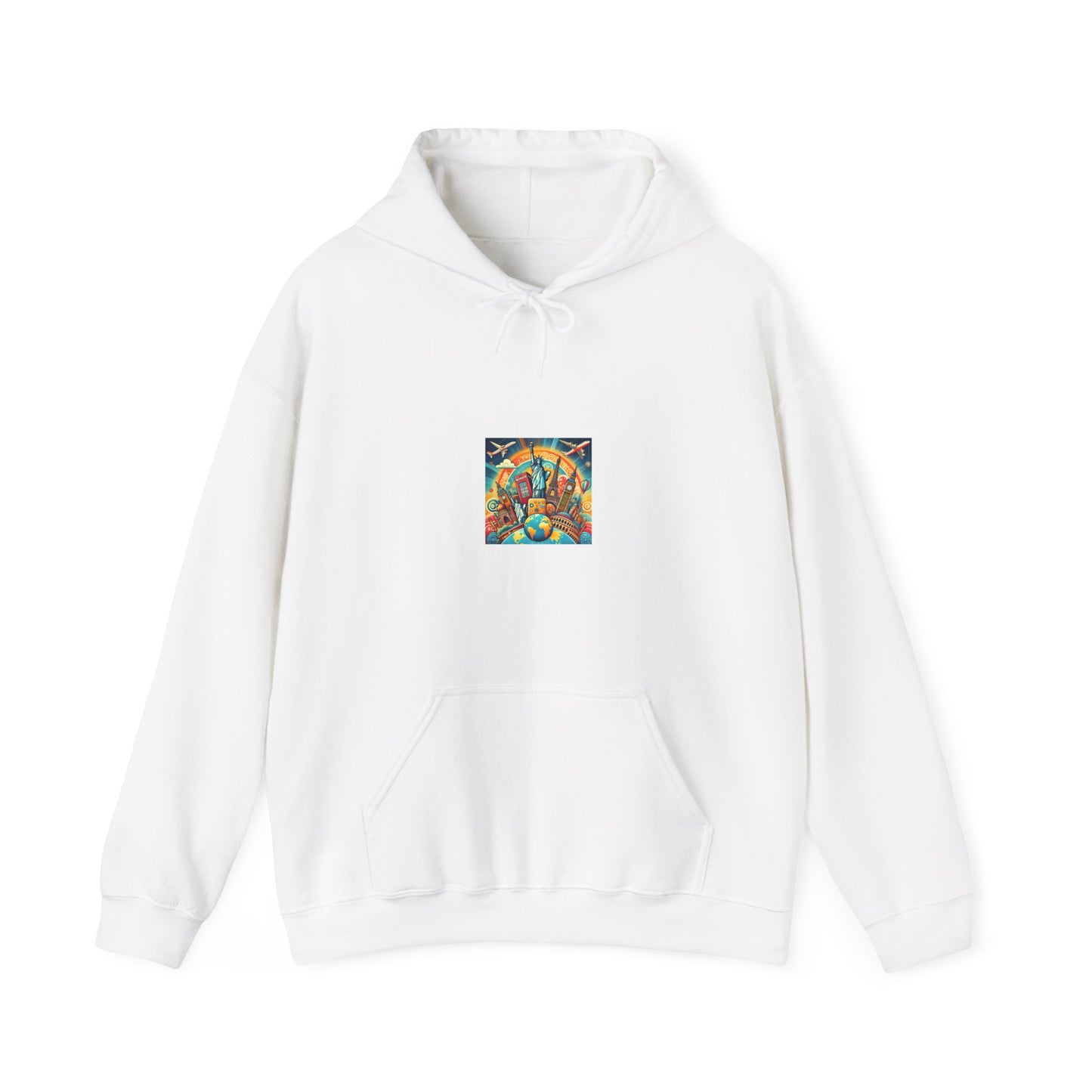 Global Landmark Adventure Collage Cozy Travel Hoodie