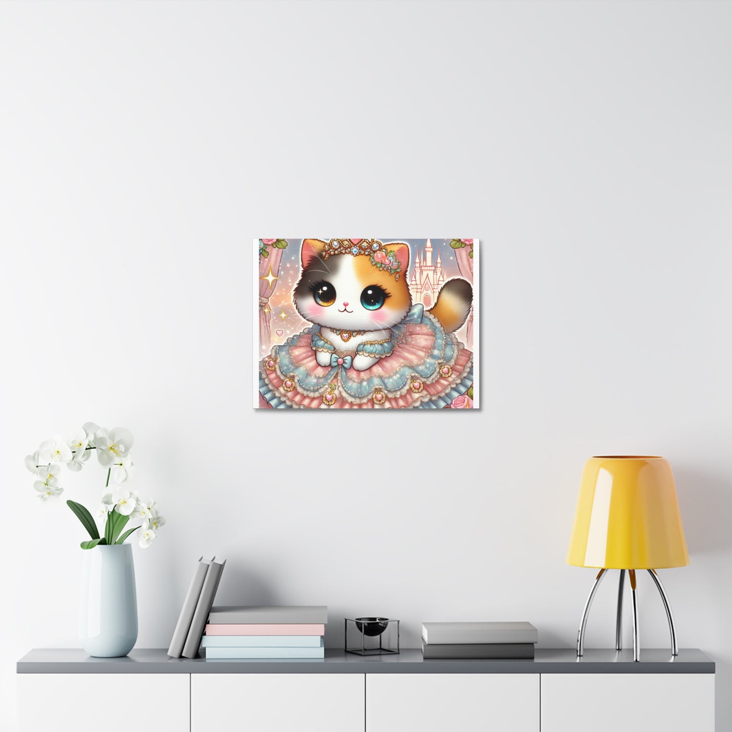 Pastel Princess Calico Cat Fantasy Canvas Wall Art