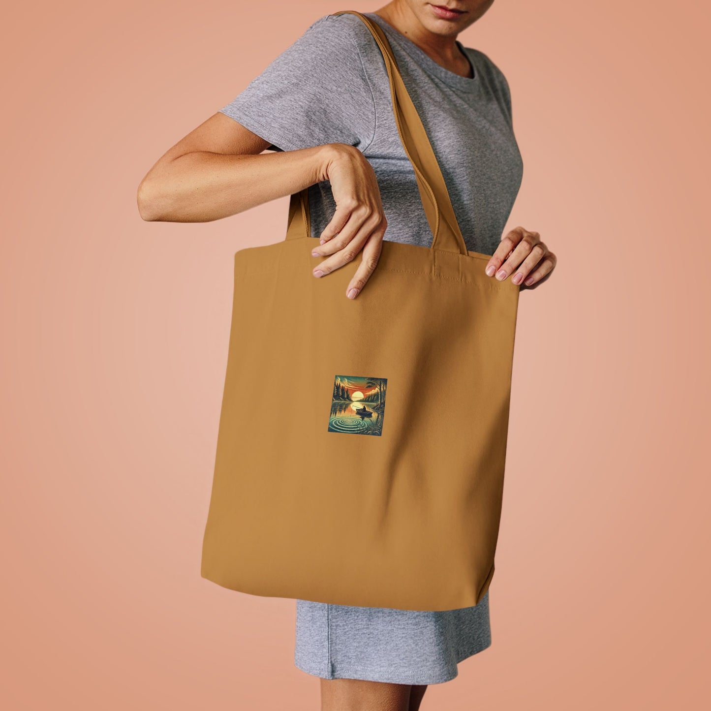 Sunset Lake Fishing Retreat Angler Tote Bag for Cabin Weekend Gift