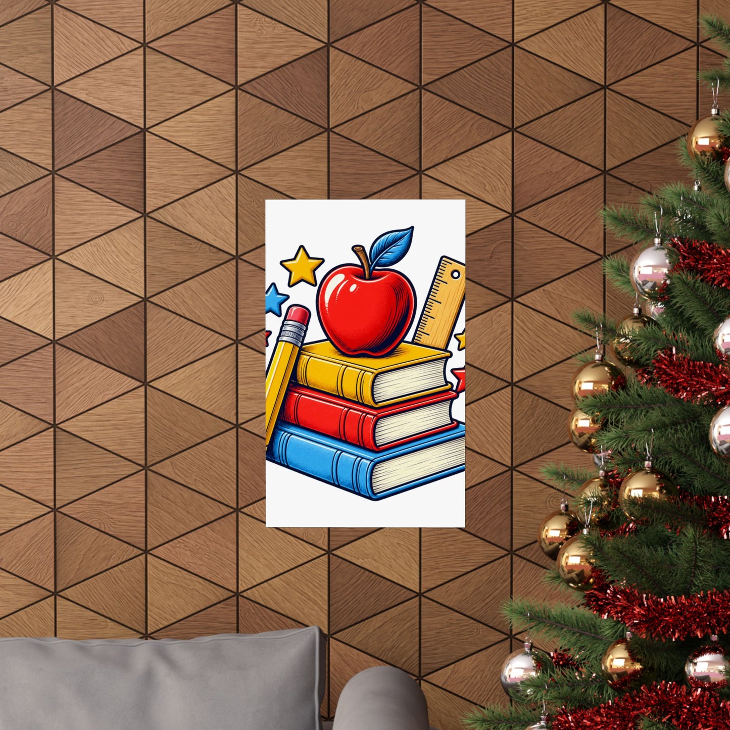 Retro School Books Apple Teacher Appreciation Art Poster