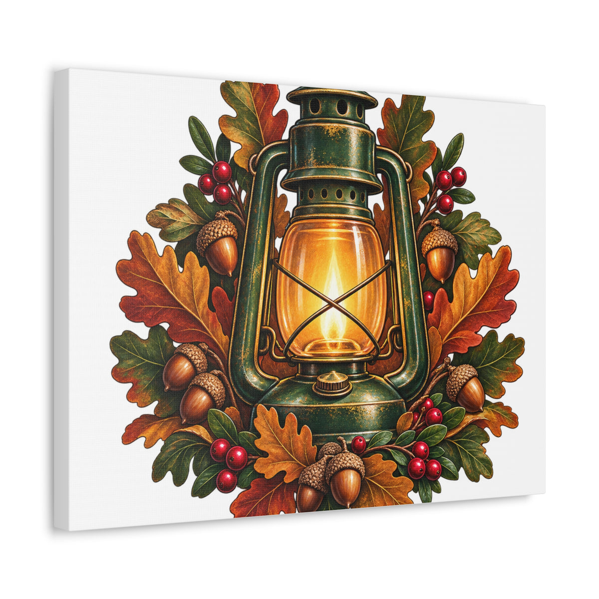 Autumn Oak Lantern and Acorns Canvas