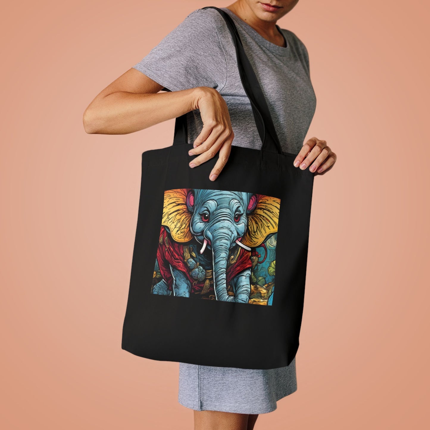 Colorful Elephant Garden Parade Animal Art Tote Bag for Gifts